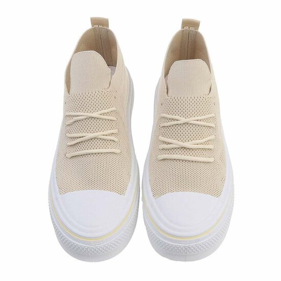 Trendy lage beige textiel sneaker Ingeborg.