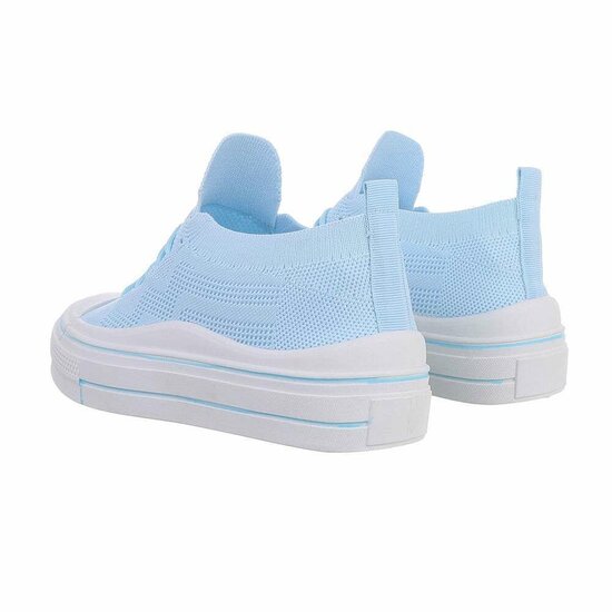 Trendy lage licht blauwe textiel sneaker Ingeborg.