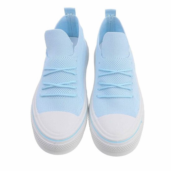 Trendy lage licht blauwe textiel sneaker Ingeborg.