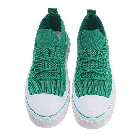 Trendy lage groene textiel sneaker Ingeborg.