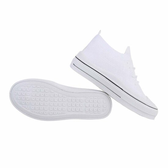 Trendy lage witte textiel sneaker Ingeborg.