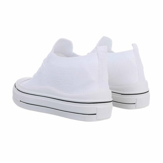 Trendy lage witte textiel sneaker Ingeborg.