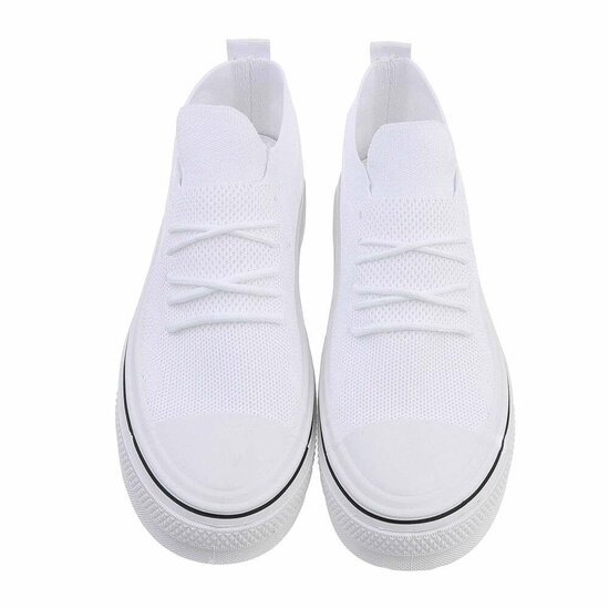 Trendy lage witte textiel sneaker Ingeborg.