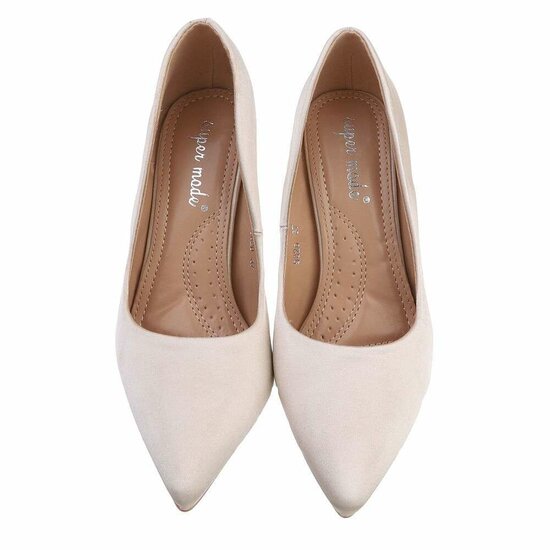 Beige fluwelen pump Jantina.