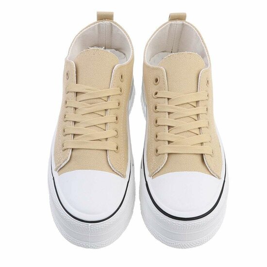 Trendy lage kaki bruine textiel sneaker Josie.