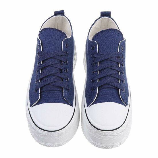 Trendy lage blauwe textiel sneaker Josie.