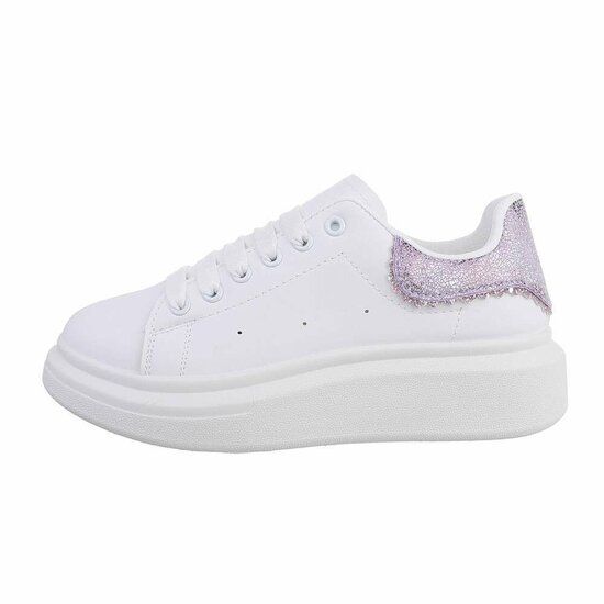 Lage witte sneaker met purperen accent Nicole.