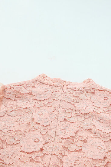 Oud rose kanten crochet mini jurk.