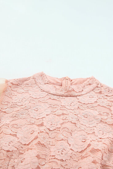 Oud rose kanten crochet mini jurk.