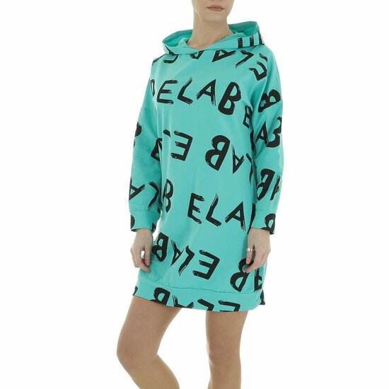 Korte turqouise sweater jurk.