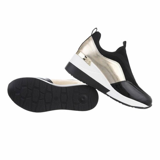 Hoge goud-zwarte textiel sneaker Rachel.SOLD OUT