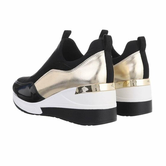 Hoge goud-zwarte textiel sneaker Rachel.SOLD OUT