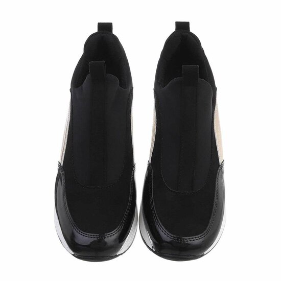 Hoge goud-zwarte textiel sneaker Rachel.SOLD OUT
