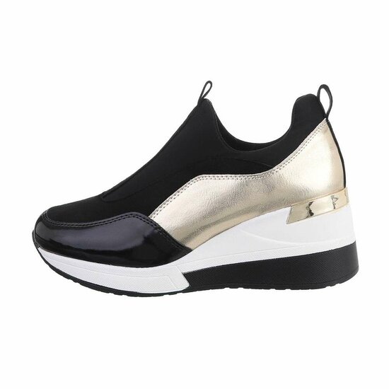 Hoge goud-zwarte textiel sneaker Rachel.SOLD OUT