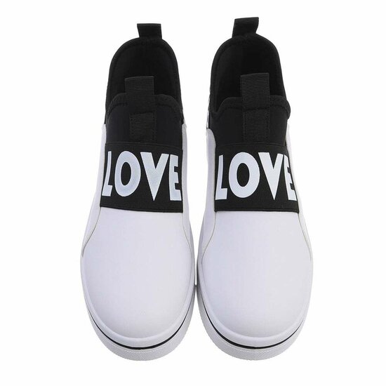 Witte lage textiel mix step in sneaker Sanne.