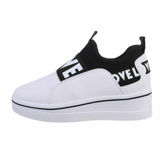 Witte lage textiel mix step in sneaker Sanne.