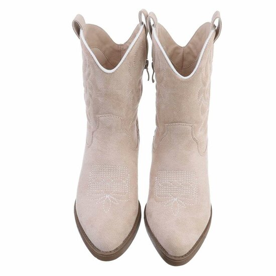 Beige daimen biker-western boot Ashira