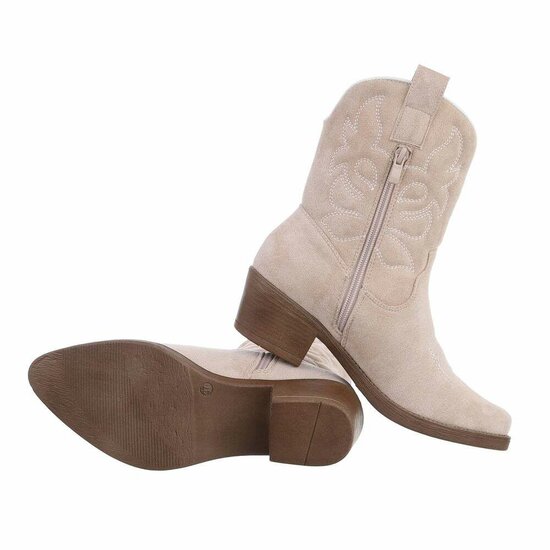 Beige daimen biker-western boot Ashira