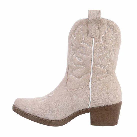 Beige daimen biker-western boot Ashira