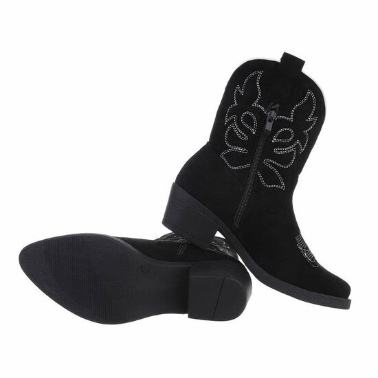 Zwarte daimen biker-western boot Ashira