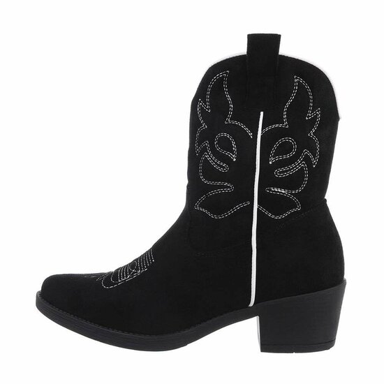 Zwarte daimen biker-western boot Ashira