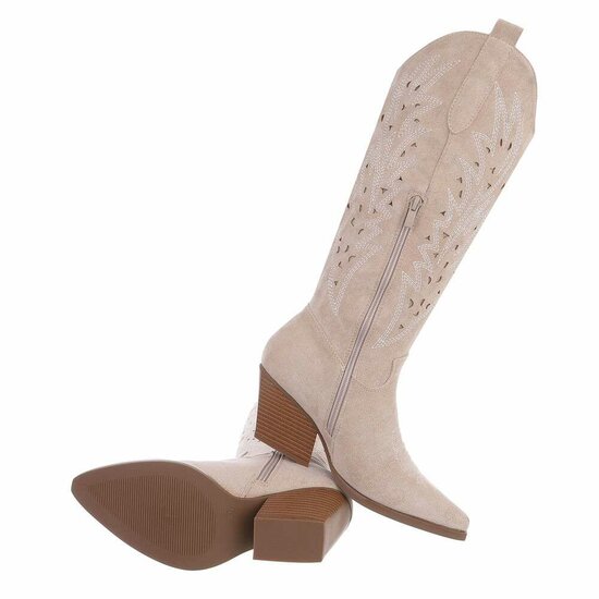 Halfhoge beige daimen laars Hennie.