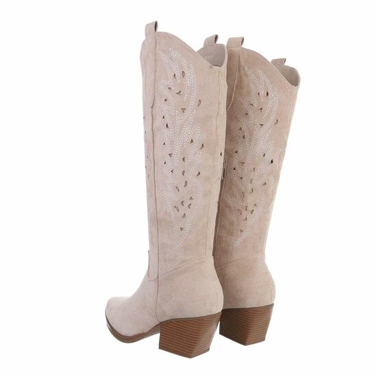 Halfhoge beige daimen laars Hennie.