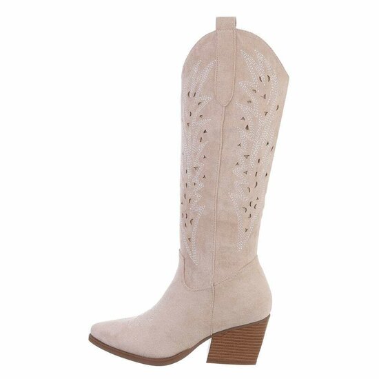 Halfhoge beige daimen laars Hennie.