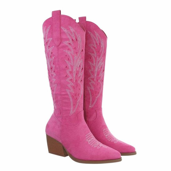 Halfhoge fuchsia daimen laars Hennie.
