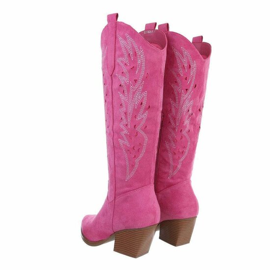 Halfhoge fuchsia daimen laars Hennie.