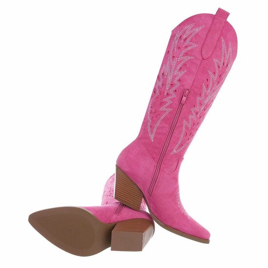 Halfhoge fuchsia daimen laars Hennie.
