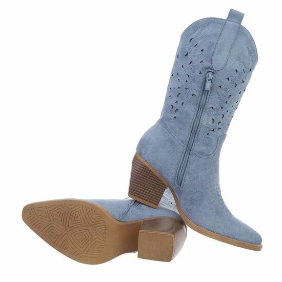 Blauwe daimen biker/western boot Angy.