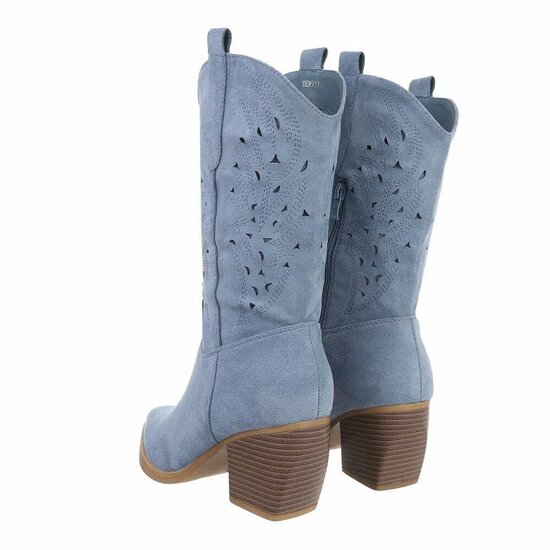 Blauwe daimen biker/western boot Angy.