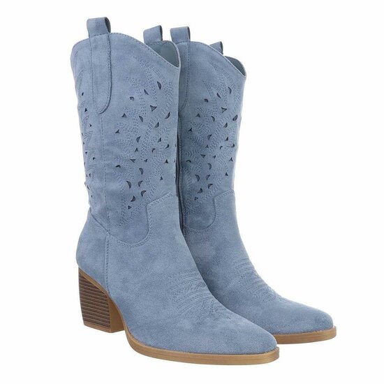 Blauwe daimen biker/western boot Angy.