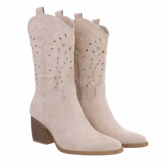 Beige daimen biker/western boot Angy.