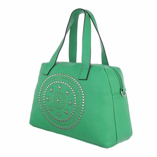 Trendy groene middelgrote schoudertas met deco.