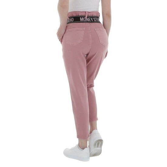 Trendy rose 7/8 jeans broek met hoge taille.