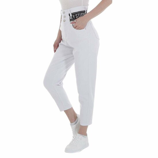 Trendy witte 7/8 jeans broek met hoge taille.