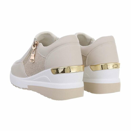 Beige hoge textiel mix sneaker Connie
