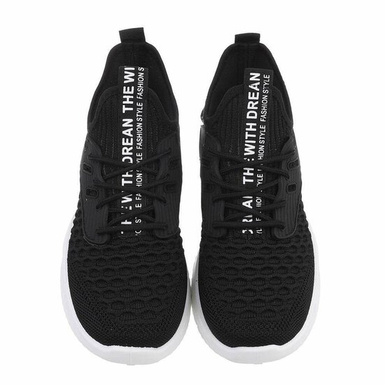 Lage zwarte mixed textiel sneaker Jeanine.