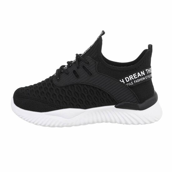 Lage zwarte mixed textiel sneaker Jeanine.