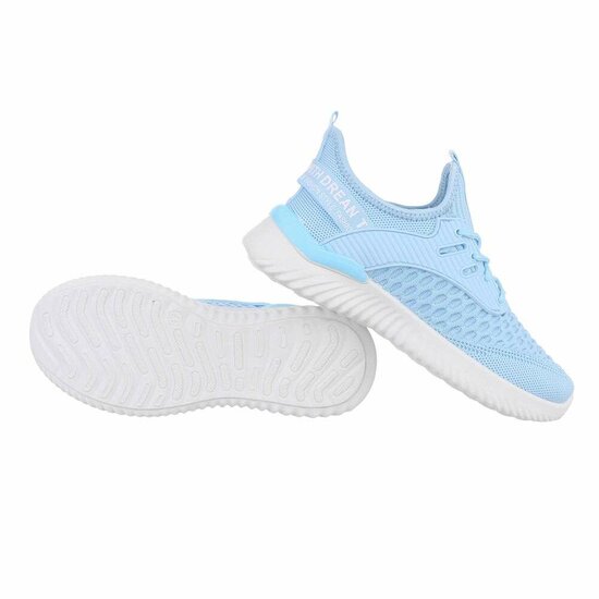 Lage licht blauwe mixed textiel sneaker Jeanine.