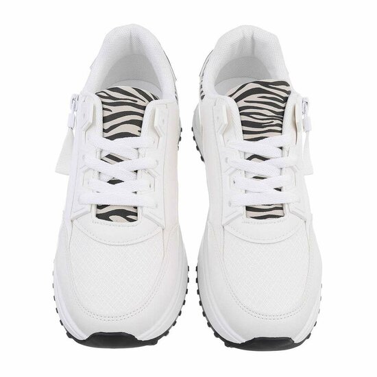 Witte mixed lage sneaker Sylvana