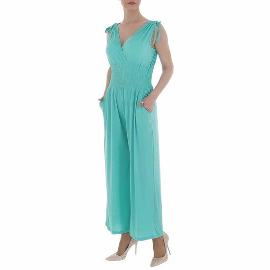 Trendy 7/8 turqouise jumpsuit.
