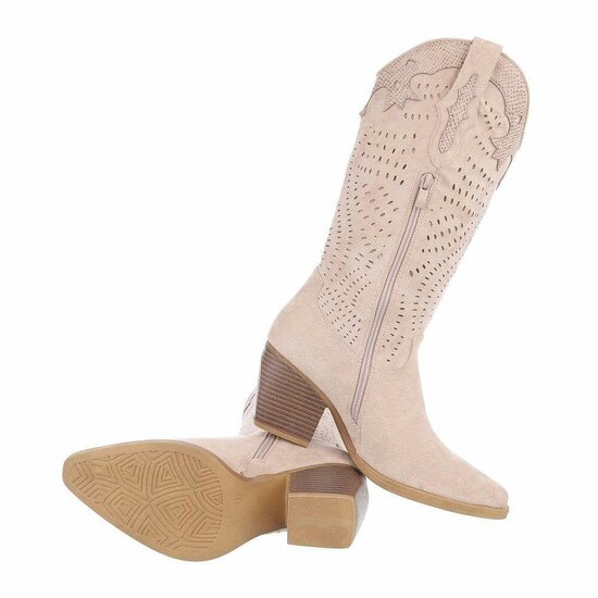 Beige daimen halfhoge laars Theresa