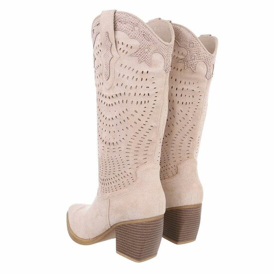 Beige daimen halfhoge laars Theresa