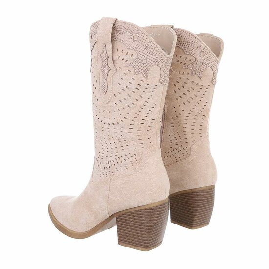 Beige daimen halfhoge laars Aria  