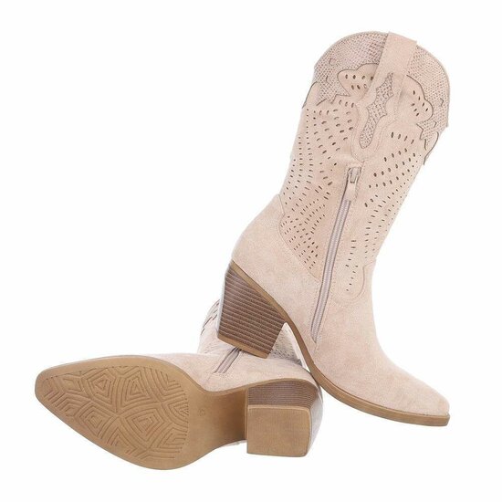 Beige daimen halfhoge laars Aria  