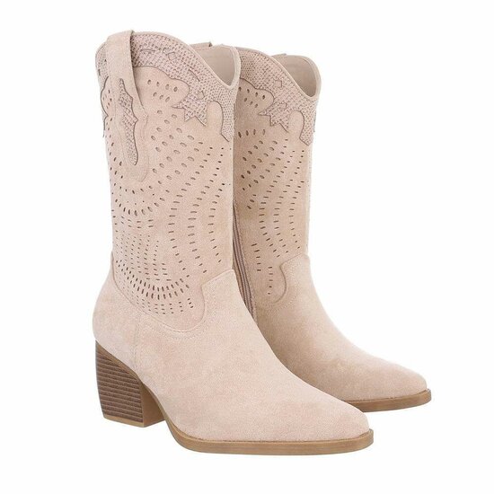 Beige daimen halfhoge laars Aria  