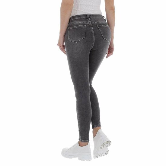 Skinny high waist grijze jeans in used look.